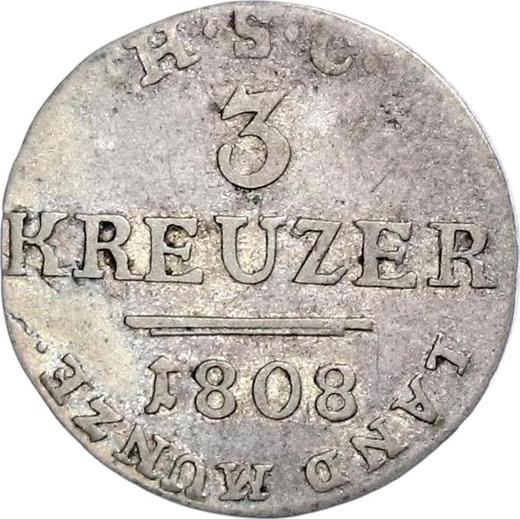 Reverso 3 kreuzers 1808 H.S.C. - valor de la moneda de plata - Sajonia-Coburgo-Saalfeld, Ernesto I