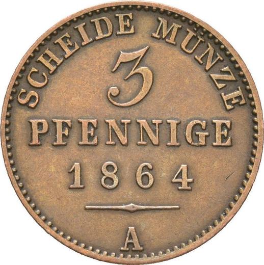 Reverso 3 Pfennige 1864 A - valor de la moneda  - Reuss-Schleiz, Enrique LXVII
