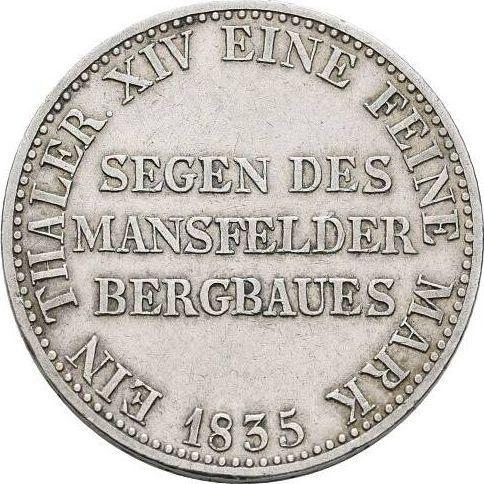 Reverse Thaler 1835 A "Mining" - Silver Coin Value - Prussia, Frederick William III