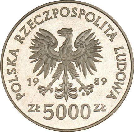 Avers 5000 Zlotych 1989 MW BCH "Henryk Sucharski" Silber - Silbermünze Wert - Polen, Volksrepublik Polen
