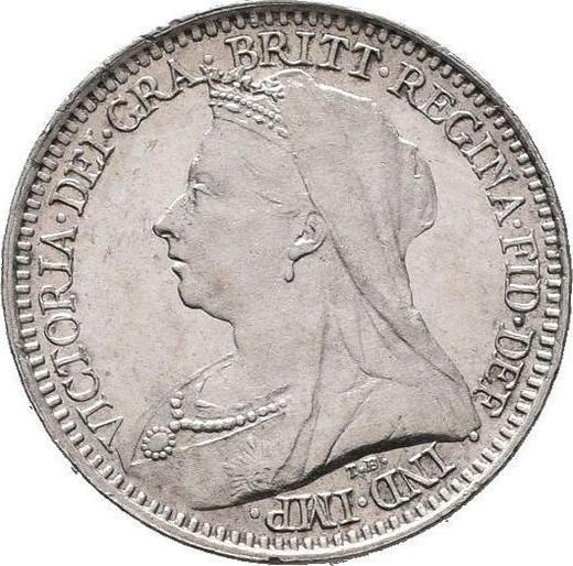 Аверс монеты - 2 пенса 1901 года TB - цена серебряной монеты - Великобритания, Виктория