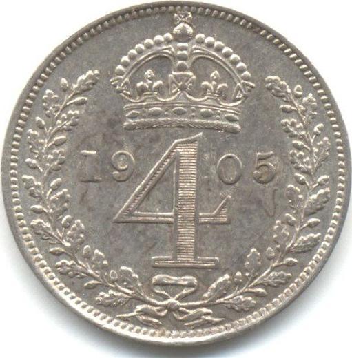 Reverse Fourpence (Groat) 1905 - Silver Coin Value - United Kingdom, Edward VII
