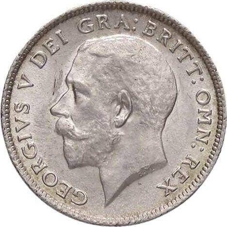 Anverso 6 peniques 1913 - valor de la moneda de plata - Gran Bretaña, Jorge V