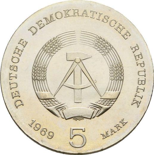 Reverse 5 Mark 1969 "Heinrich Hertz" -  Coin Value - Germany, GDR