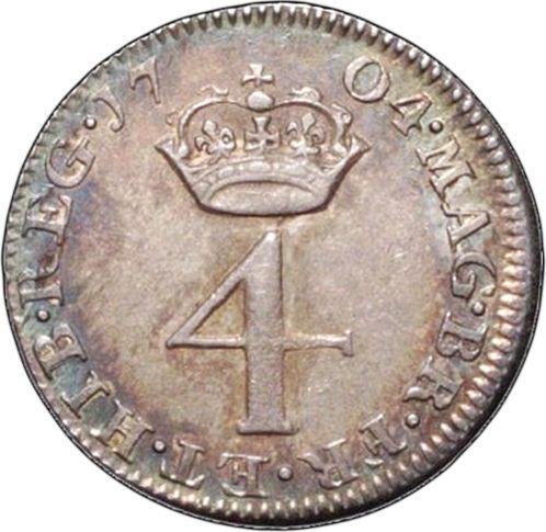 Reverso 4 peniques (Groat) 1704 - valor de la moneda de plata - Gran Bretaña, Ana