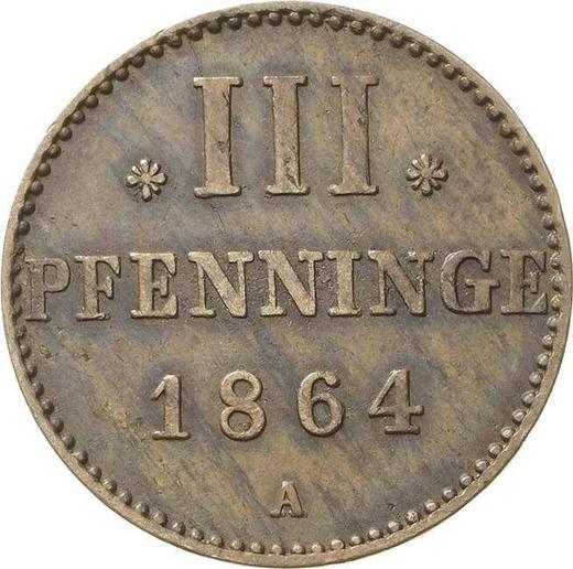 Reverso 3 Pfennige 1864 A - valor de la moneda  - Mecklemburgo-Strelitz, Federico Guillermo