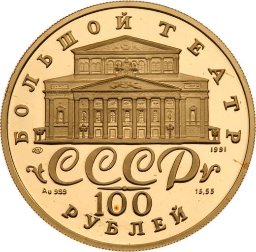 Reverse 100 Roubles 1991 ЛМД "Russian ballet" Gold 999 fineness - Gold Coin Value - Russia, Soviet Union - USSR