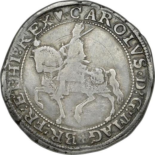 Awers monety - 1/2 korony bez daty (1625-1642) "Drugi rodzaj jeźdźca" Pióro nad tarczą Bez "CR" - cena srebrnej monety - Wielka Brytania, Karl I