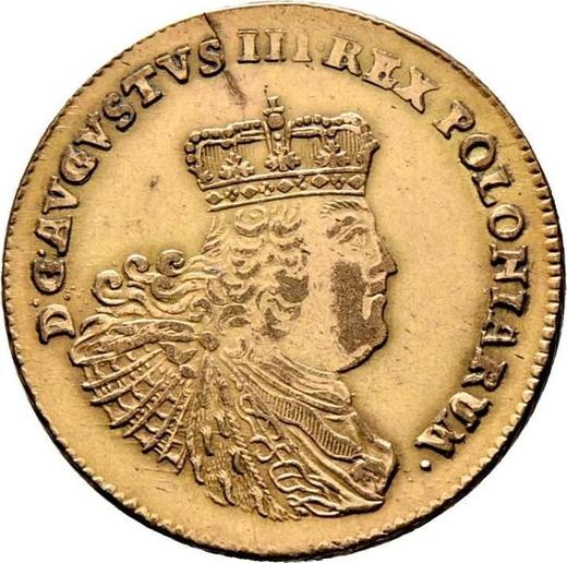 Avers 5 Taler (August d'or) 1758 EC "Kronen" Preußische Kriegsprägung - Goldmünze Wert - Polen, August III