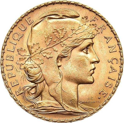 Obverse 20 Francs 1907 "Type 1907-1914" - Gold Coin Value - France, Third Republic