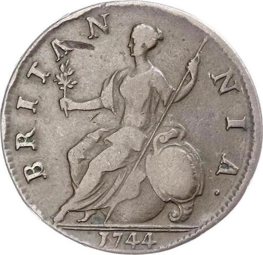 Revers 1/2 Penny 1744 "Porträt im Alter" - Münze Wert - Großbritannien, Georg II