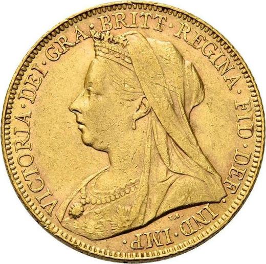Аверс монеты - Соверен 1899 года TB - цена золотой монеты - Великобритания, Виктория