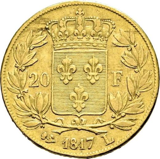 Revers 20 Franken 1817 L "Typ 1816-1824" - Goldmünze Wert - Frankreich, Ludwig XVIII