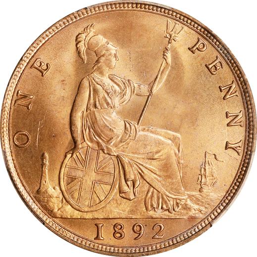 Rewers monety - 1 pens 1892 - cena  monety - Wielka Brytania, Wiktoria