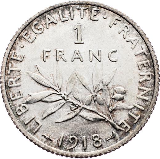 Reverse 1 Franc 1918 "Sower" - Silver Coin Value - France, Third Republic