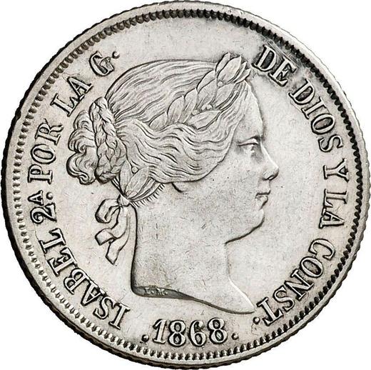 Obverse 40 Céntimos de escudo 1868 6-pointed star - Silver Coin Value - Spain, Isabella II