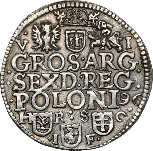 Reverse 6 Groszy (Szostak) 1596 HR SC IF - Silver Coin Value - Poland, Sigismund III Vasa