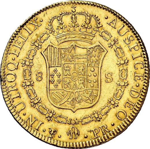 Reverse 8 Escudos 1785 PTS PR - Gold Coin Value - Bolivia, Charles III