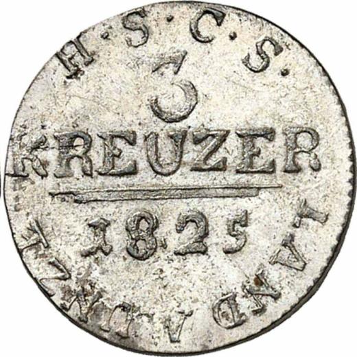 Reverso 3 kreuzers 1825 S H.S.C.S. - valor de la moneda de plata - Sajonia-Coburgo-Saalfeld, Ernesto I