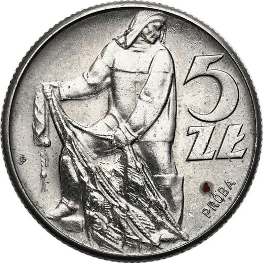 Revers Probe 5 Zlotych 1959 WJ JG "Fischer" Nickel - Münze Wert - Polen, Volksrepublik Polen