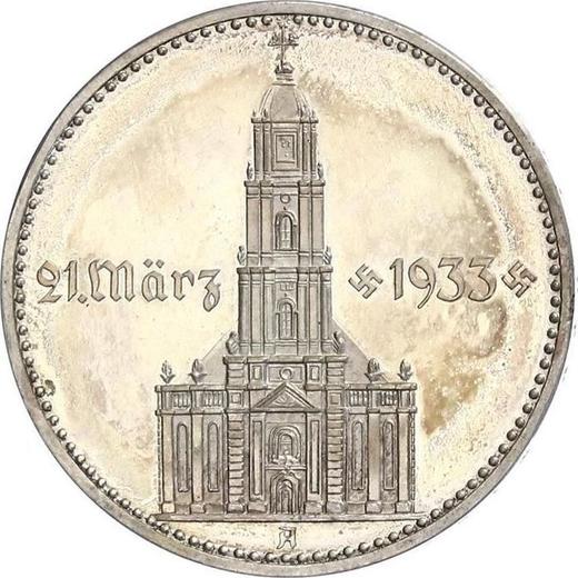 Anverso 2 Reichsmarks 1934 A "Iglesia de guarnición (con fecha)" - valor de la moneda de plata - Alemania, Alemania nazi