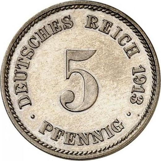 Avers 5 Pfennig 1913 J "Typ 1890-1915" - Münze Wert - Deutschland, Deutsches Kaiserreich
