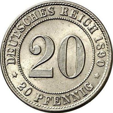 Anverso 20 Pfennige 1890 J "Tipo 1890-1892" - valor de la moneda - Alemania, Imperio alemán