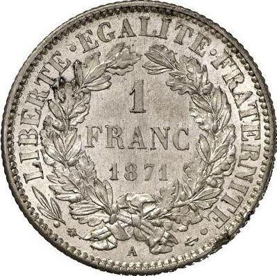 Reverse 1 Franc 1871 A "Type 1871-1895" - Silver Coin Value - France, Third Republic