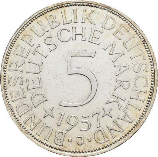 Avers 5 Mark 1957 J - Silbermünze Wert - Deutschland, BRD