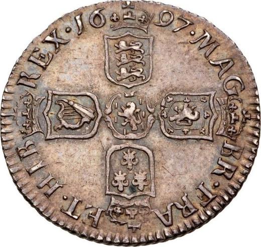 Reverso 6 peniques 1697 "Tercera efigie laurada" Pequeñas coronas - valor de la moneda de plata - Gran Bretaña, Guillermo III