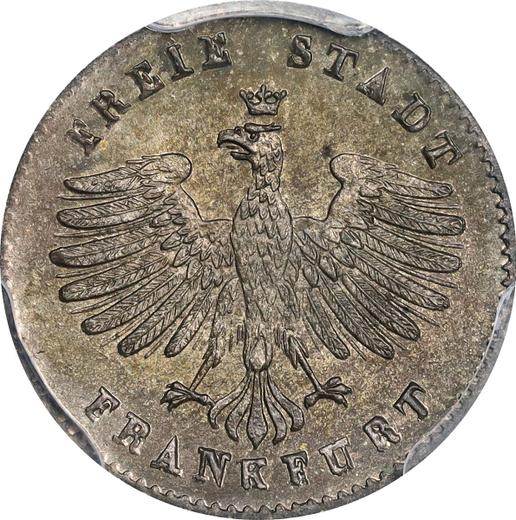 Awers monety - 1 krajcar 1843 - cena srebrnej monety - Frankfurt nad Menem, Wolne Miasto