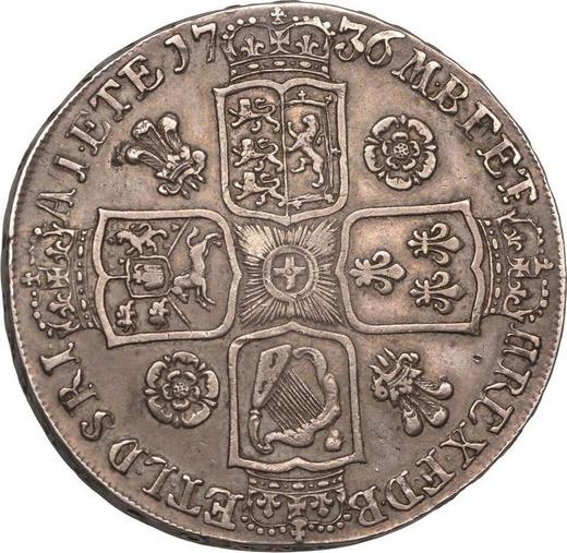 Реверс монеты - 1 крона 1736 года "Портрет в молодом возрасте" - цена серебряной монеты - Великобритания, Георг II