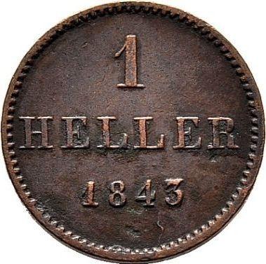 Reverso 1 heller 1843 - valor de la moneda  - Fráncfort del Meno, Ciudad Libre
