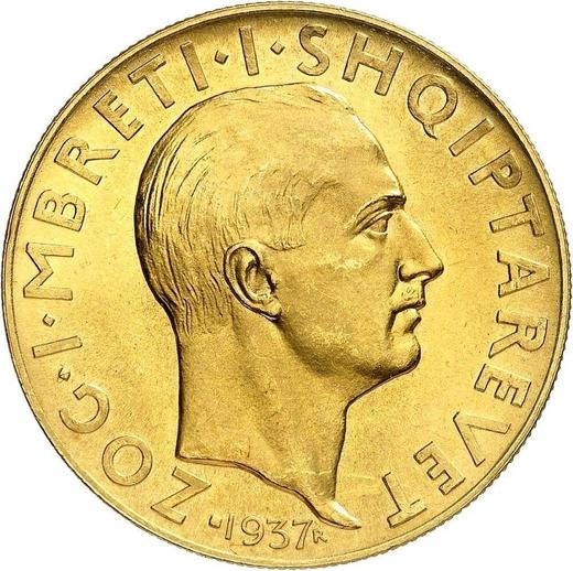 Obverse 100 Franga Ari 1937 R "Independence" - Gold Coin Value - Albania, Ahmet Zogu