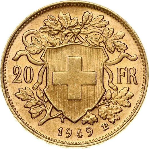 Reverse 20 Francs 1949 B "Vreneli" - Gold Coin Value - Switzerland, Confederation