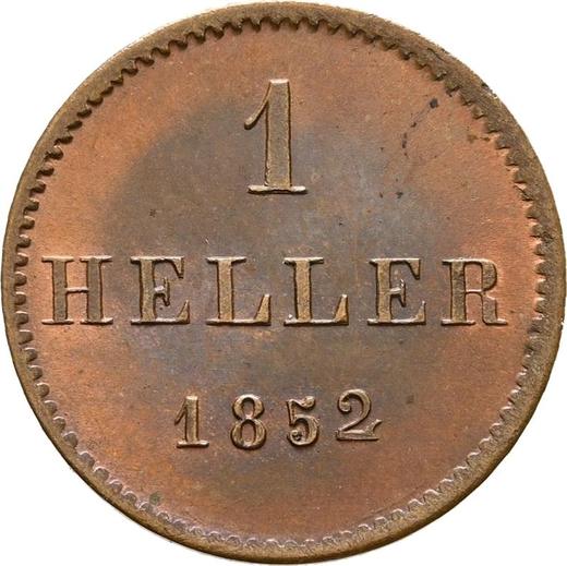 Реверс монеты - Пробный 1 гелер 1852 года - цена  монеты - Франкфурт-на-Майне, Вольный город