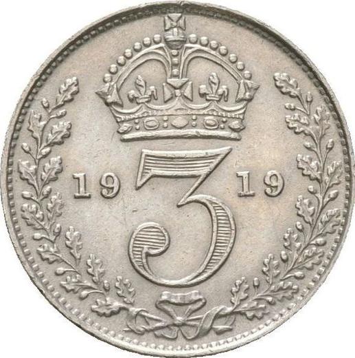 Реверс монеты - 3 пенса 1919 года - цена серебряной монеты - Великобритания, Георг V