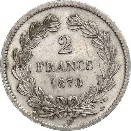 Reverse 2 Francs 1870 K "No Motto" - Silver Coin Value - France, Third Republic