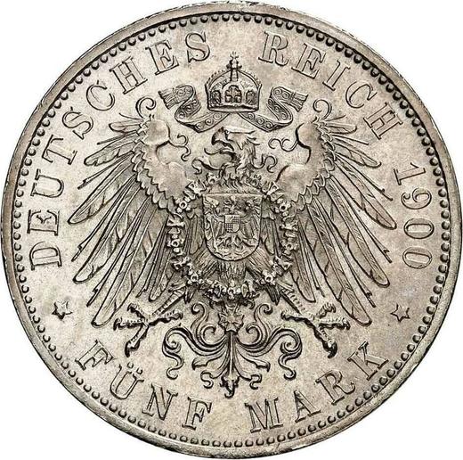 Reverso 5 marcos 1900 D "Bavaria" - valor de la moneda de plata - Alemania, Imperio alemán