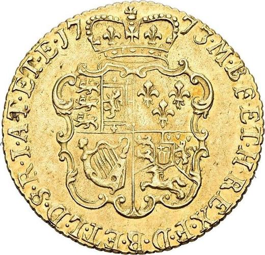 Reverso 1 guinea 1773 "Tercera efigie laurada" - valor de la moneda de oro - Gran Bretaña, Jorge III