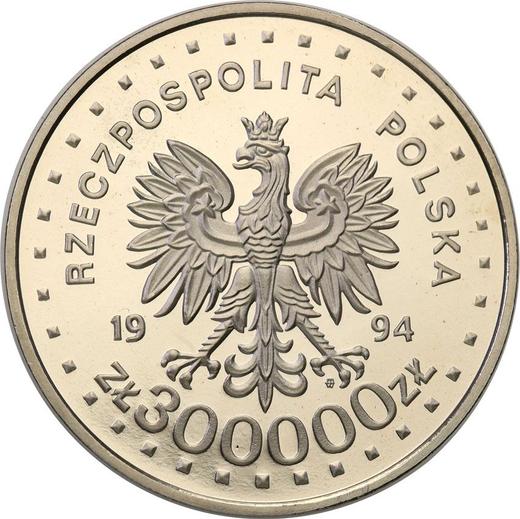 Obverse Pattern 300000 Zlotych 1994 MW ET "60th Anniversary of the Warsaw Uprising" Nickel -  Coin Value - Poland, III Republic before denomination
