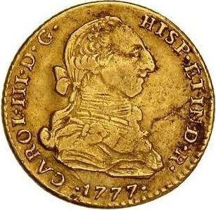 Obverse 2 Escudos 1777 MJ - Gold Coin Value - Peru, Charles III