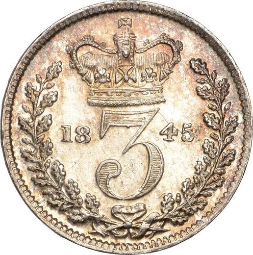 Reverso 3 peniques 1845 - valor de la moneda de plata - Gran Bretaña, Victoria