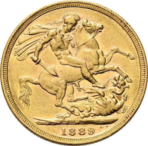 Реверс монеты - Соверен 1889 года M JEB "Юбилейный портрет" - цена золотой монеты - Австралия, Виктория