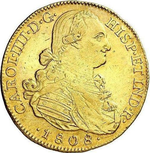 Obverse 8 Escudos 1808 NR JF - Gold Coin Value - Colombia, Charles IV