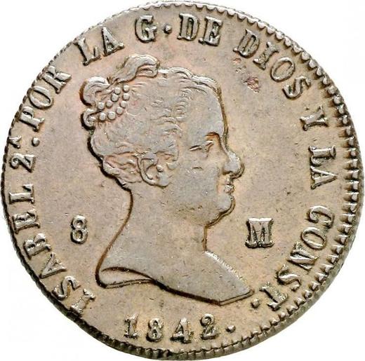 Obverse 8 Maravedís 1842 Ja "Denomination on obverse" - Coin Value - Spain, Isabella II