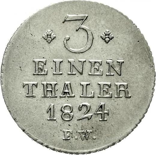 Reverse 1/3 Thaler 1824 F.W. - Silver Coin Value - Waldeck-Pyrmont, George Heinrich