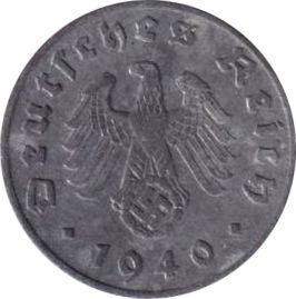 Reverse 1 Reichspfennig 1940 B "Type 1940-1945" -  Coin Value - Germany, Third Reich