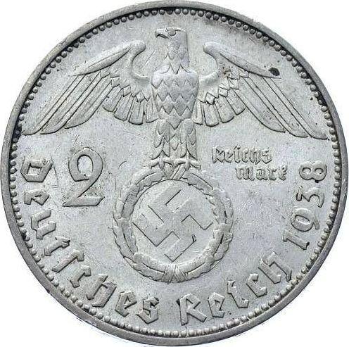 Reverse 2 Reichsmark 1938 F "Type 1936-1939" - Silver Coin Value - Germany, Third Reich