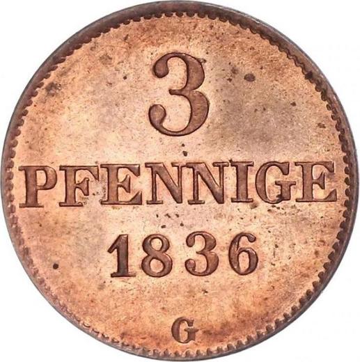 Reverse 3 Pfennig 1836 G -  Coin Value - Saxony-Albertine, Frederick Augustus II